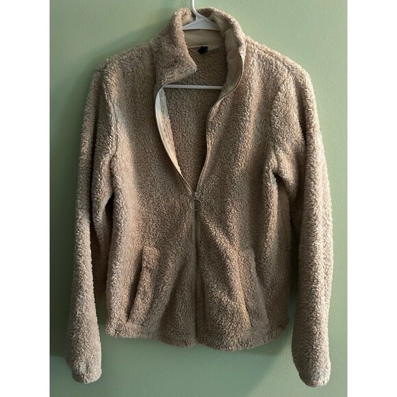 Divided By H&m Sherpa Teddy Zipup Tan Jacket - Picture 1 of 2